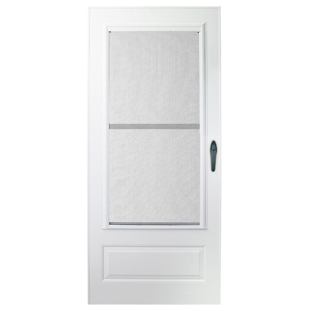 EMCO 100 Series White Self-Storing Storm Door